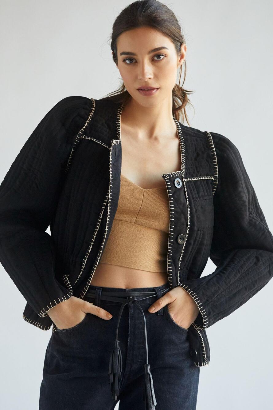 Anthropologie Quilted Puff-Sleeve Jacket - Size Medium - New
